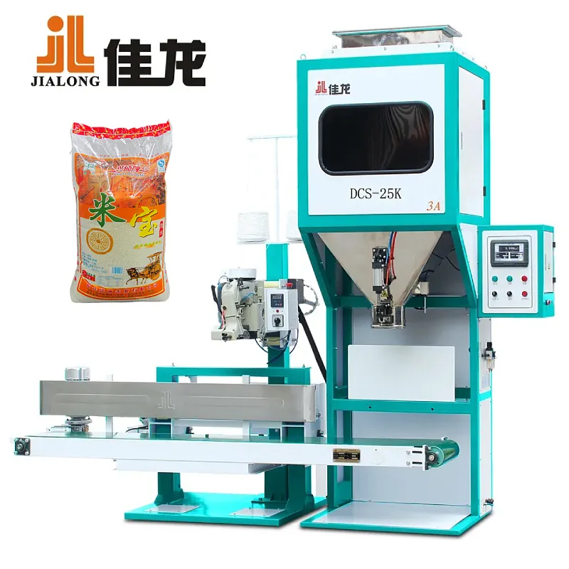 JIALONG-máquina de envasado automático de arroz, granos de soja, trigo, alimentación, granulado en polvo, millet, azúcar, sal, bolsa de 5-50kg, DCS-25K-3A