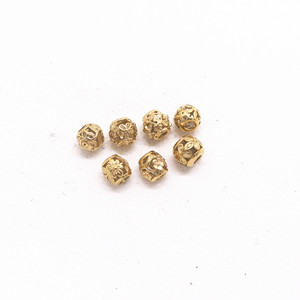 yunnique Electroplated Gold Stainless Steel Round <b>Spacer</b> Beads With Flower Pattern For Bracelet Making - Product Image 2