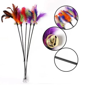 Feather <b>Cat</b> <b>Toy</b> Rainbow Color Long Handle <b>Interactive</b> Play For <b>Cats</b> And Kittens Boredom Buster - Product Image 4