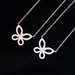 Gioielli di moda in argento 925 18k placcato oro Moissanite catena a farfalla collana pendente per le donne regalo - Product Image 2