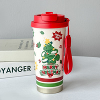 Gobelet isotherme classique de Noël en acier inoxydable pour étudiant, motif renne, grande capacité, tasse de voyage portable - Édition limitée Noël