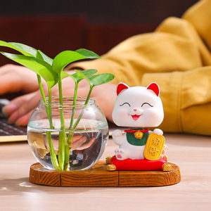 แจกันปลูกพืชไฮโดรโปนิกส์รูปแมวกวัก ของตกแต่งบ้านและสำนักงาน ของขวัญตรุษจีน - Product Image 1
