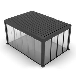 Nhôm louvered pergola với cửa kính trượt cấu trúc ngoài trời cho ban công sơn tĩnh điện Khung áp lực điều trị gỗ - Product Image 4