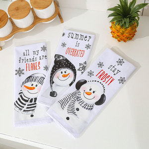 Nouveau produit transfrontalier : Serviette à main de Noël en forme de bonhomme de neige, sans peluches, pour cuisine et salle de bain, torchon. - Product Image 4