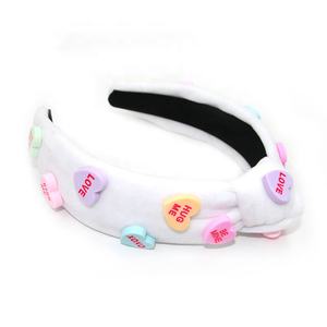 Shenglan 화이트 머리띠 발렌타인 데이 아기 소녀 머리띠 포옹 날 XOXO 하트 머리띠 휴일 십대 매듭 머리띠 휴일 - Product Image 3