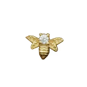 14kt katı altın sevimli bal arısı dişsiz dudak uçları Piercing kulak takı