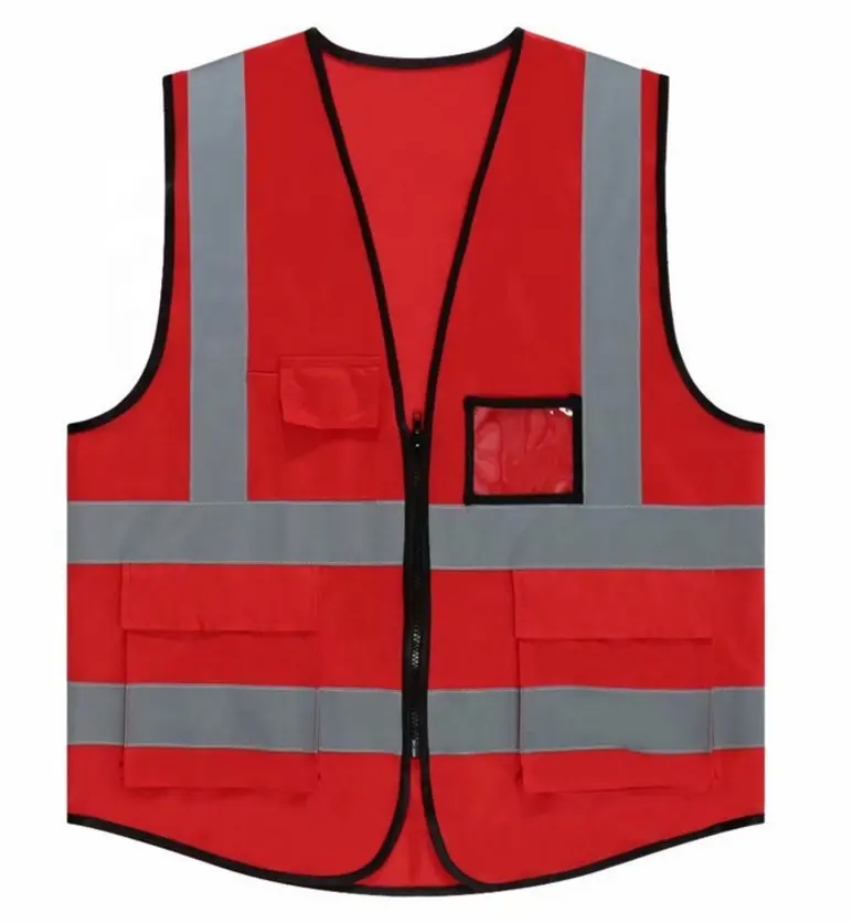 High visibility safety vest with reflective stripes, protective vest, architectural reflective suit