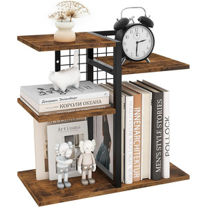 Desktop Shelf Organizer, 4-Tier Wooden <b>Desk</b> Bookshelf, <b>Small</b> Tabletop Book Shelf, Adjustable Display Rack for Home - Product Image 1