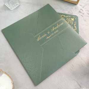 Dark Green Trifold Hardcover Wedding Invitation Set Elegant clear Acrylic and RSVP Card Faire <strong>Part</strong> De Mariage Luxe Modern Invite - Product Image 6