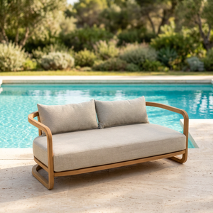 Sofá de Madera de Teca para Exteriores, 2 Plazas, Sillón Lounge para Patio, Piscina, Jardín, Hotel, Villa, Resort, Fabricante de Muebles de Indonesia - Product Image 1