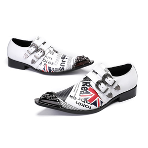 NA485 Tendencia de la moda Cabeza de hierro Primavera y otoño Moda Zapatos de hombre Peluquería Club nocturno británico Show Color blanco Tamaño grande - Product Image 2