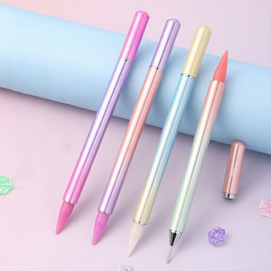 Pluma de punto de uñas de doble cabeza de Metal degradado, herramienta de manicura con diamantes de imitación, Gel de uñas, crayón de diamante, cabeza de cera, pluma de puntos para decoración de uñas - Product Image 2