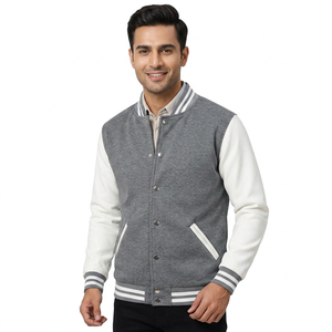Vestes d'hiver universitaires unisexes noires vierges en gros pour hommes et femmes, style baseball, en polaire, pour l'hiver - Product Image 1