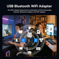 Adaptador Inalámbrico USB WiFi6 2 en 1, Transmisor y Receptor sin Controladores, BT5.4, Tarjeta de Red Inalámbrica de Doble Banda para Computadora de Escritorio y Portátil