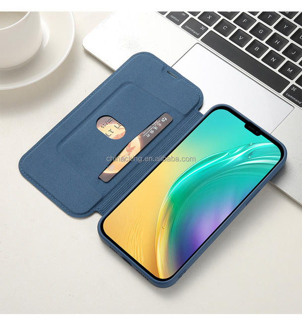 Liquid Silicone Soft TPU Flip Leather Card Slots Mobile Phone Case Covers for iPhone 14 7 8 Plus X XS XR 11 12 13 Mini Pro Max