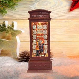 2020 düğün dekorasyon sevgililer hediye mini kırmızı telefon kulübesi olmayan cam su Glitter iplik çift kar küresi - Product Image 3