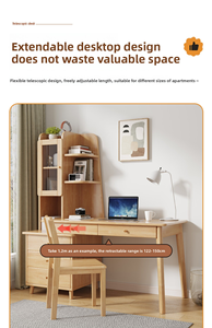 <span class=keywords><strong>Bureau</strong></span> intégré rétractable avec étagère, table d'écriture de <span class=keywords><strong>bureau</strong></span> moderne avec armoire latérale pour la maison et la chambre - Product Image 4