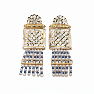 คอลเลกชันที่ไม่ซ้ำกันของสีขาวและสีฟ้าที่ได้รับการรับรองคุณภาพประดับด้วยหินสีขาวคลัสเตอร์ - Product Image 1