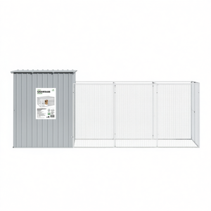 Cuccia per cani in acciaio zincato grigio chiaro 65x179.1x71.3 pollici con recinto esterno, alloggio per animali domestici per cani di taglia grande, resistente per tutte le stagioni - Product Image 1