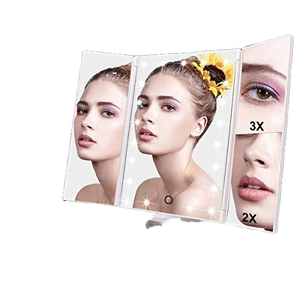 Nouveau miroir de maquillage pliable avec <span class=keywords><strong>amplification</strong></span> des perles de lampe <span class=keywords><strong>Amplification</strong></span> LED Miroir de maquillage pliant <span class=keywords><strong>à</strong></span> trois - Product Image 2