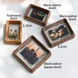 Siyah ceviz ahşap UV baskılı Mini yuvarlak köşe şeffaf fotoğraf çerçevesi el yapımı çevre dostu dayanıklı Modern Minimalist - Product Image 2