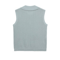 Débardeur en viscose pour femme, collection Printemps-Été SS27, tricoté en dentelle, col rabattu, pour femme et jeune fille
