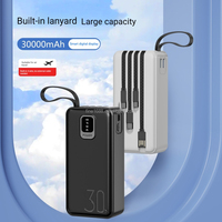 Batería Externa Portátil de Gran Capacidad con Correa para Colgar, Doble USB y Cable Integrado, 30000mAh, Personalizable para Regalos OEM, Superventas