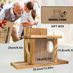 Mangeoire suspendue <span class=keywords><strong>en</strong></span> bois pour écureuils Baiyi, modèle maison-nid, éco-responsable, durable, pour jardin extérieur, simulation naturelle, vente chaude - Product Image 3