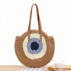 Wholesale Round Single Shoulder Paper Rope Woven <b>Bag</b> Seaside Vacation <b>Large</b> Capacity Women <b>Beach</b> Straw <b>Bag</b> - Product Image 3