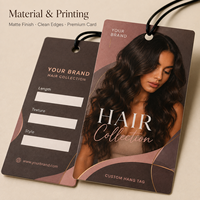 Étiquettes suspendues personnalisées pour extensions de cheveux, impression couleur sur papier épais avec cordon pour l'emballage de marques d'extensions de cheveux et de perruques