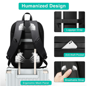 पुरुषों का बिजनेस बैकपैक स्लिम एक्सपेंड वाटरप्रूफ ट्रैवल लैपटॉप बैग यूएसबी चार्जर पोर्ट बड़े काम कंप्यूटर बैग कॉलेज लैपटॉप - Product Image 4