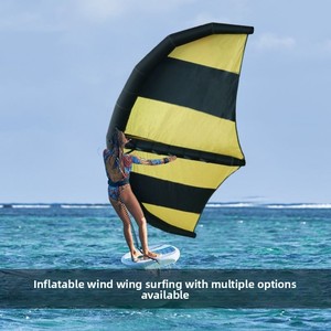 Planche de surf gonflable à voile, planche de SUP sans moteur, <span class=keywords><strong>cerf</strong></span>-<span class=keywords><strong>volant</strong></span>, planche de glisse terrestre, planche de voile à vent manuelle, noir/jaune - Product Image 2