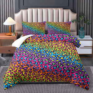 Leopard <span class=keywords><strong>Tiger</strong></span> In Comforter Set Cheetah In Đôi Đầy Đủ Nữ Hoàng Vua Bộ Đồ Giường Với 2 Vỏ Gối Màu Đen Màu Xanh Tím Chăn - Product Image 5