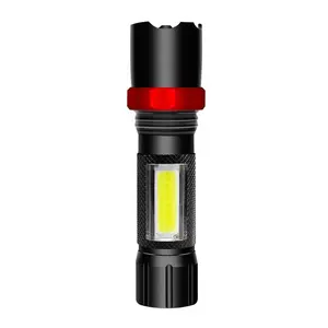 R02 Edc Chiếu Sáng Ngoài Trời Không Thấm Nước Mini Nhôm Đèn Pin LED Khẩn Cấp Xách Tay USB Sạc COB Tactical Torch Đèn Pin