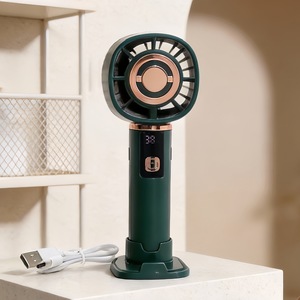 LingPan Portable <b>Fan</b> Digital Display Rechargeable Handheld Desk <b>Fan</b> With <b>Stand</b> 5W DC Motor Battery Powered - Product Image 5