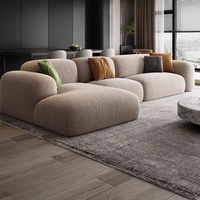 Canapé d'angle en velours blanc moelleux en forme de L, sectionnel 3 pièces, avec fauteuils inclinables sans structure, moderne, pour villa et appartement, écologique