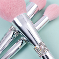 Daily Queen & Mor-phe 12 pinceaux de maquillage pour fond de teint à poils nano, manche argenté incrusté de diamants, poils denses, marque privée