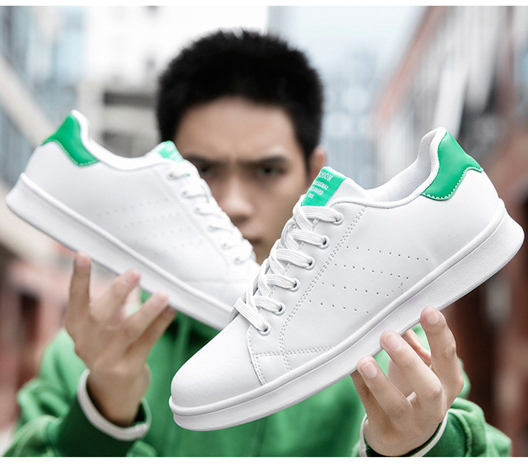 2021 Men Shoes Leather Comfortable Skateboard Shoes Breathable Casual Sneakers White Shoes