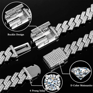 10//19MM zwei Reihen VVS Iced Out Diamond Halskette Sterling Silber Herren Halskette Miami Moissan ite Cuban Link Chain - Product Image 4
