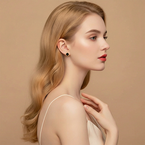 <span class=keywords><strong>XLOVE</strong></span> Nouvelle Tendance Boucles d'oreilles clous en Agate Noire Carrée Plaqué Or S925 pour Femme, Simples et Élégantes - Product Image 1