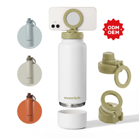 Bouteille d'eau en acier inoxydable ODM/OEM avec compartiment de rangement inférieur amovible, couvercle à alignement magnétique en PP de 4 oz et bouchon à paille pour le sport en extérieur