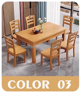 Juego de Mesa de Comedor de Madera Maciza Barata <span class=keywords><strong>al</strong></span> por Mayor con 6 Sillas |   Muebles de Cocina Rectangulares Modernos y Sencillos para el Comedor del Hogar - Product Image 3