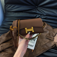 Sac à bandoulière en cuir véritable pour femme, style coréen, avec chaîne, haut de gamme, vintage, polyvalent, petit format carré, fermeture éclair