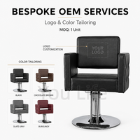 Fauteuil de coiffure noir professionnel avec siège hydraulique, accoudoirs, repose-pieds et base ronde pour salon de beauté - Vente en gros