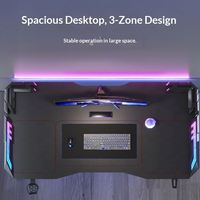 Mesa de Juego Ergonómica Ajustable en Altura para Computadora, Escritorio de Juego para Oficina en Casa con Soporte para Vasos