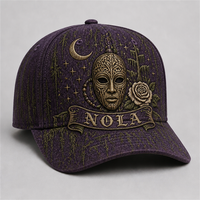 Cappellino da Baseball Personalizzato con Stampa Old English, 5 Pannelli, Visiera Curva, Stile Dad Hat, Streetwear West Coast, Vendita all'Ingrosso, MOQ Basso