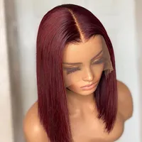 Yeswigs Brazilian Human Virgin Hair Short Bob Hd Lace Front Wigs Pink Red Grey 613 99J Wig Cheap T-Part Wigs For Black Women