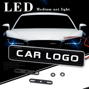 Emblem Kisi Penata Mobil Kisi Depan LED Modifikasi Logo Mobil Pribadi Lampu Jaring Medium Digunakan untuk Mobil Aksesori Pencahayaan Lainnya