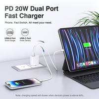 Schitec 2 Packs Chargeur USB Double Port 20W OEM avec Coffret Cadeau Prise US et Câble USB C pour Téléphone Portable