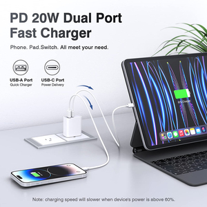 Schitec 2 gói cổng kép USB sạc 20W OEM Hộp Quà Tặng chúng tôi phí cắm với USB C cáp cho điện thoại di động phí - Product Image 3